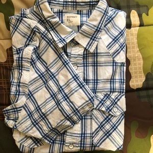 Old navy plaid shirt. Short sleeve